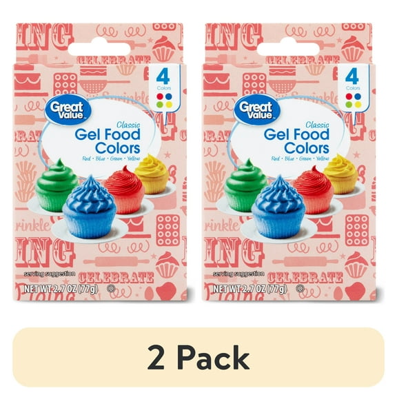 (2 pack) Great Value Gel Food Colors, Classic Colors, 2.7 oz