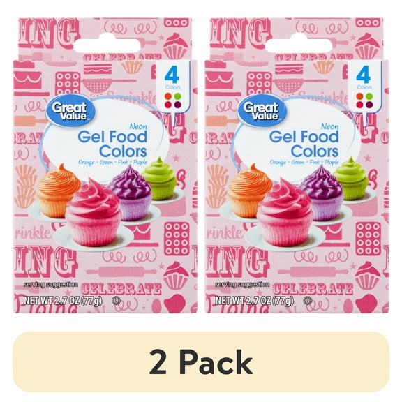 (2 pack) Great Value Gel Food Colors, Neon Multicolor, 2.7 oz