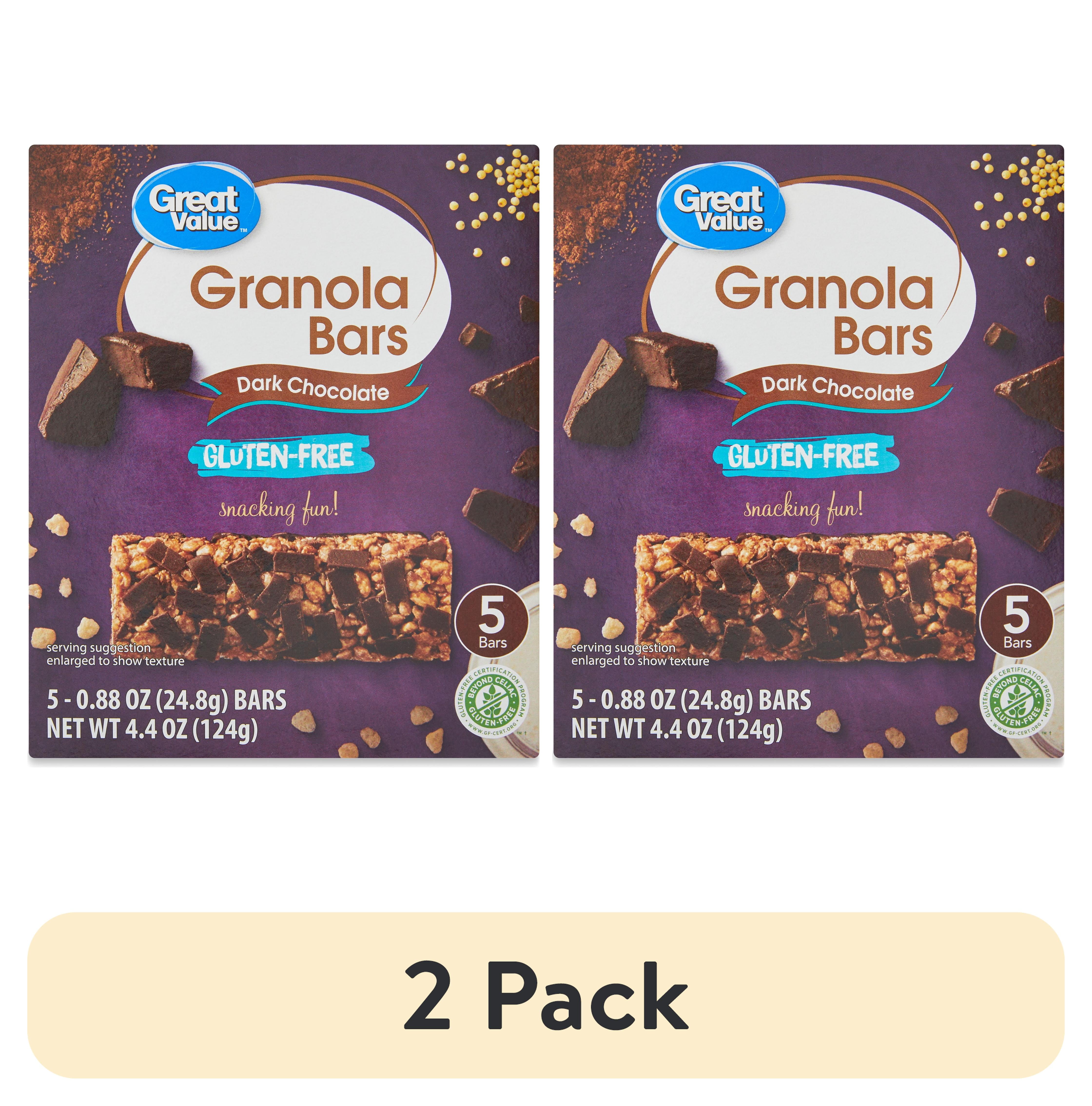 (2 pack) Great Value Gluten-Free Dark Chocolate Granola Bars, 4.4 oz, 5 Count Box