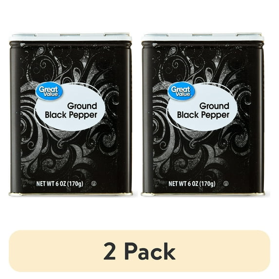 (2 pack) Great Value Ground Black Pepper, 6 oz
