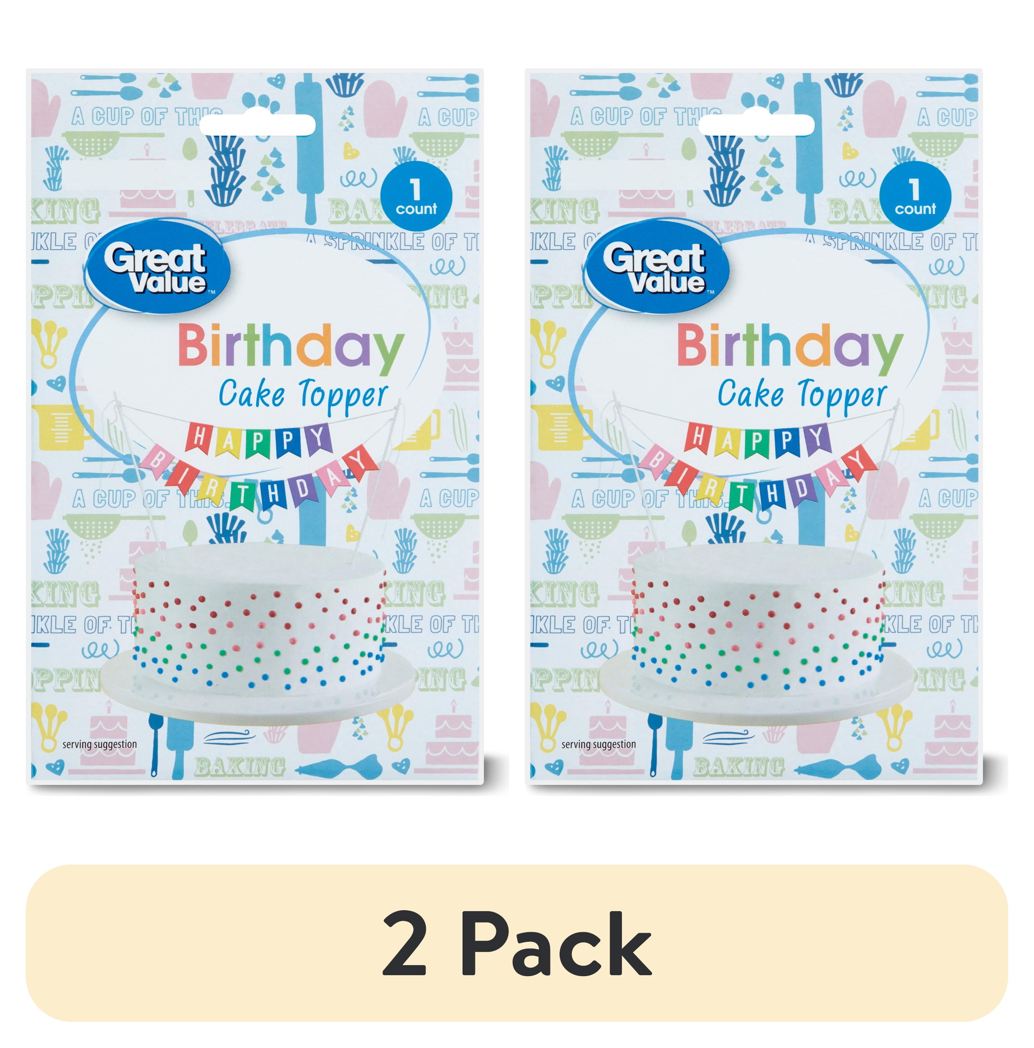 (2 pack) Great Value Happy Birthday Banner Cake Topper, Multicolor