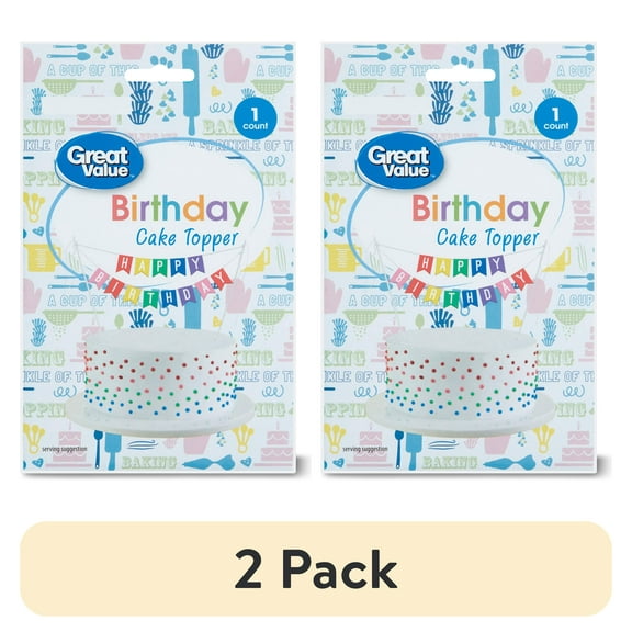 (2 pack) Great Value Happy Birthday Banner Cake Topper, Multicolor