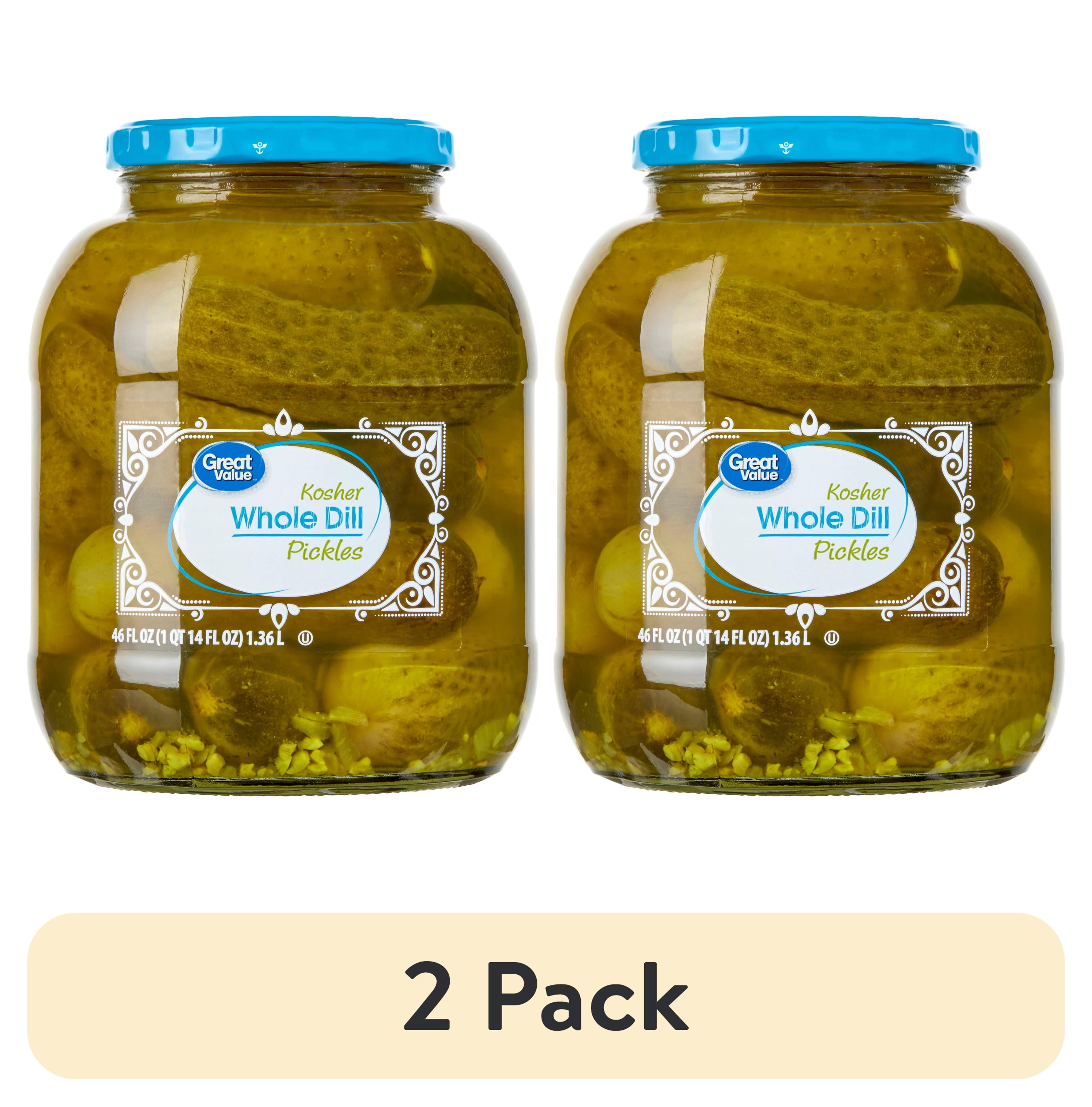 (2 pack) Great Value Kosher Whole Dill Pickles, 46 fl oz