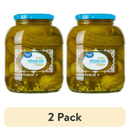 (2 pack) Great Value Kosher Whole Dill Pickles, 46 oz
