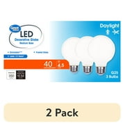 2 pack Great Value LED Bulb, 4.5-Watt 40W Equivalent G25 Deco Bulbs E26 Base, Daylight, 3-Pack, CA