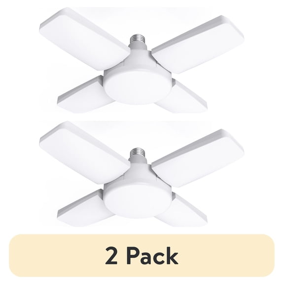 (2 pack) Great Value LED Daylight Garage Light, 6W/30W/60W (Brightness Selectable), E26 Screw-in Base