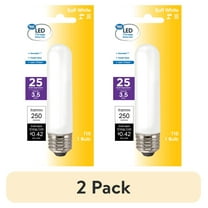 (2 pack) Great Value LED Light Bulb, 3.5 Watts (25W Equivalent) T10 Frosted Tube Lamp E26 Medium Base, Dimmable, Soft White, 1-Pack