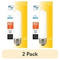 thumbnail image 1 of (2 pack) Great Value LED Light Bulb, 5 Watts (40W Equivalent) T10 Frosted Tube Lamp E26 Medium Base, Dimmable, Soft White, 1-Pack, 1 of 9