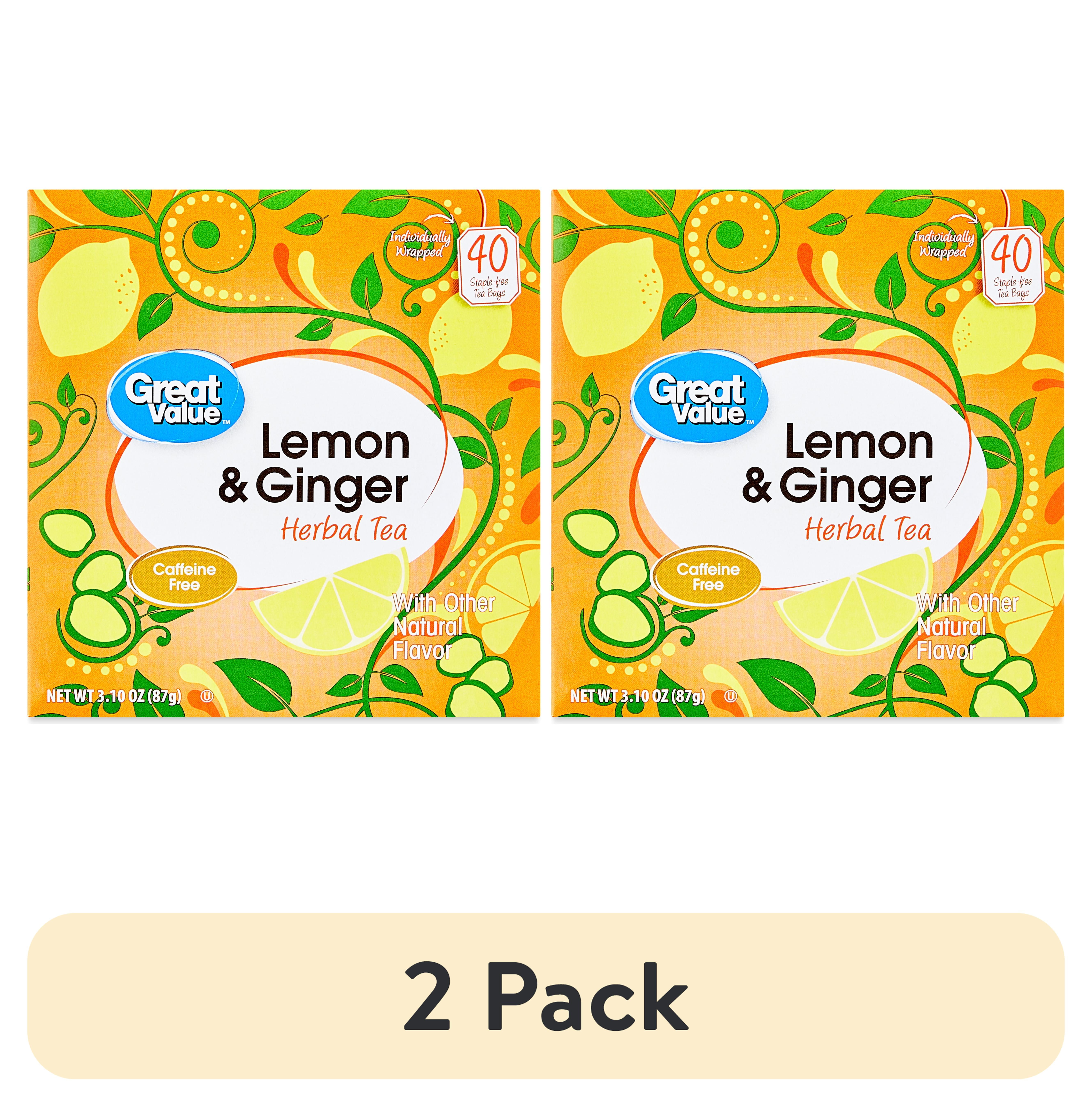 (2 pack) Great Value Lemon & Ginger Tea Bags, 40 Count