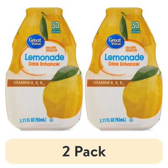(2 pack) Great Value Liquid Drink Enhancer Lemonade, 3.11 fl oz