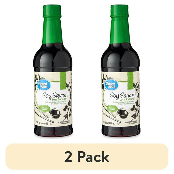 (2 pack) Great Value Less Sodium Soy Sauce, 15 fl oz