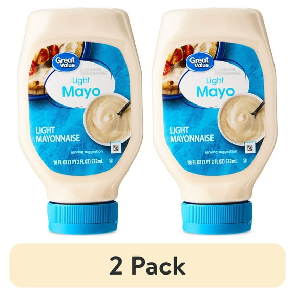 (2 pack) Great Value Light Mayo, 18 fl oz