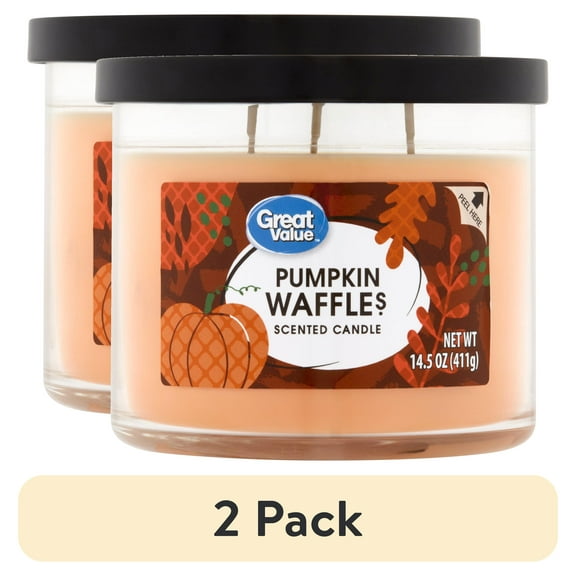 (2 pack) Great Value Limited Edition Pumpkin Waffles Scented Candle, 14.5 oz