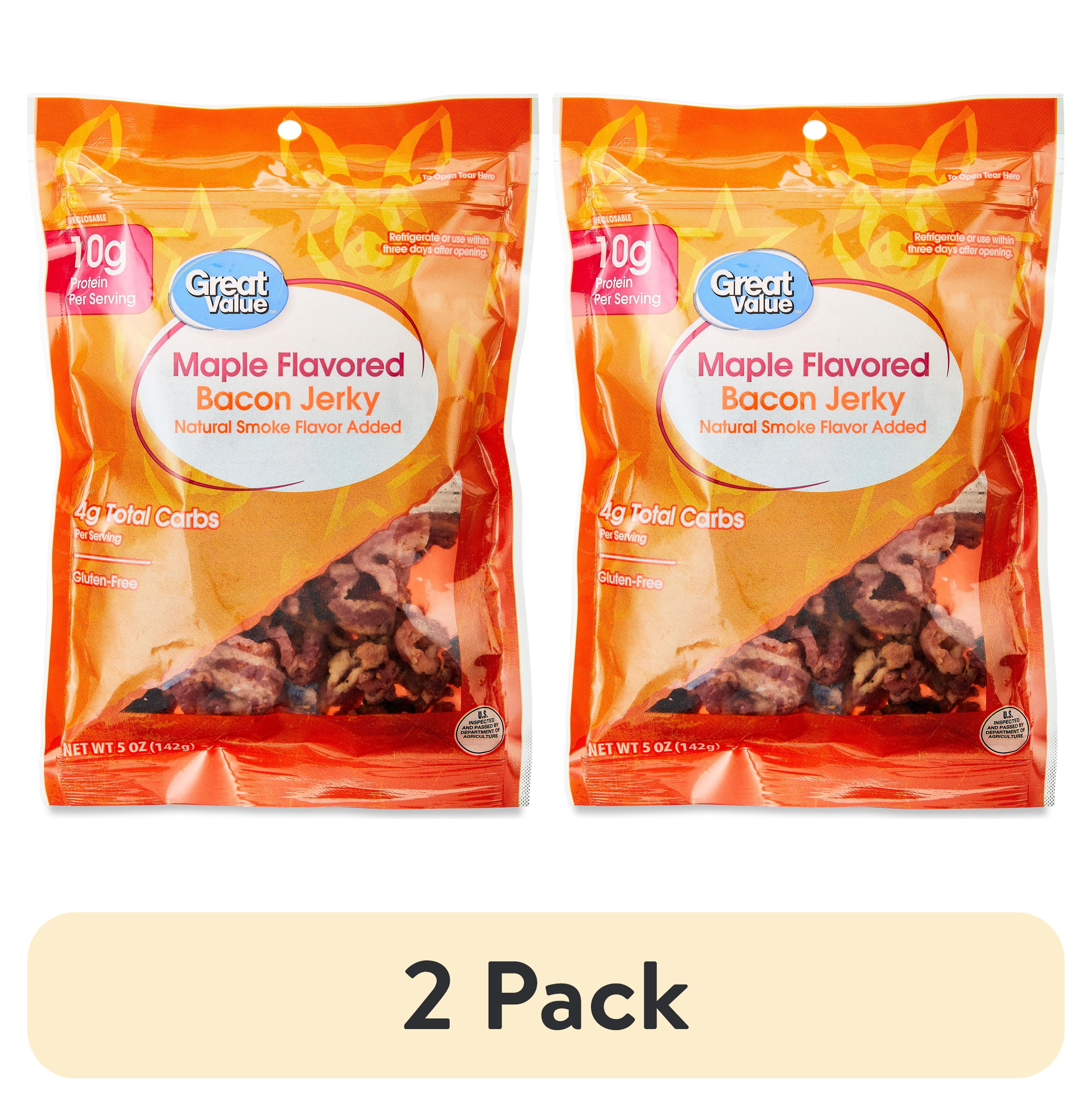 (2 pack) Great Value Maple-Flavored Bacon Jerky, 5 oz