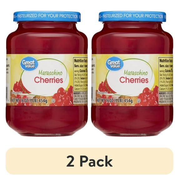(2 pack) Great Value Maraschino Cherries, 16 oz