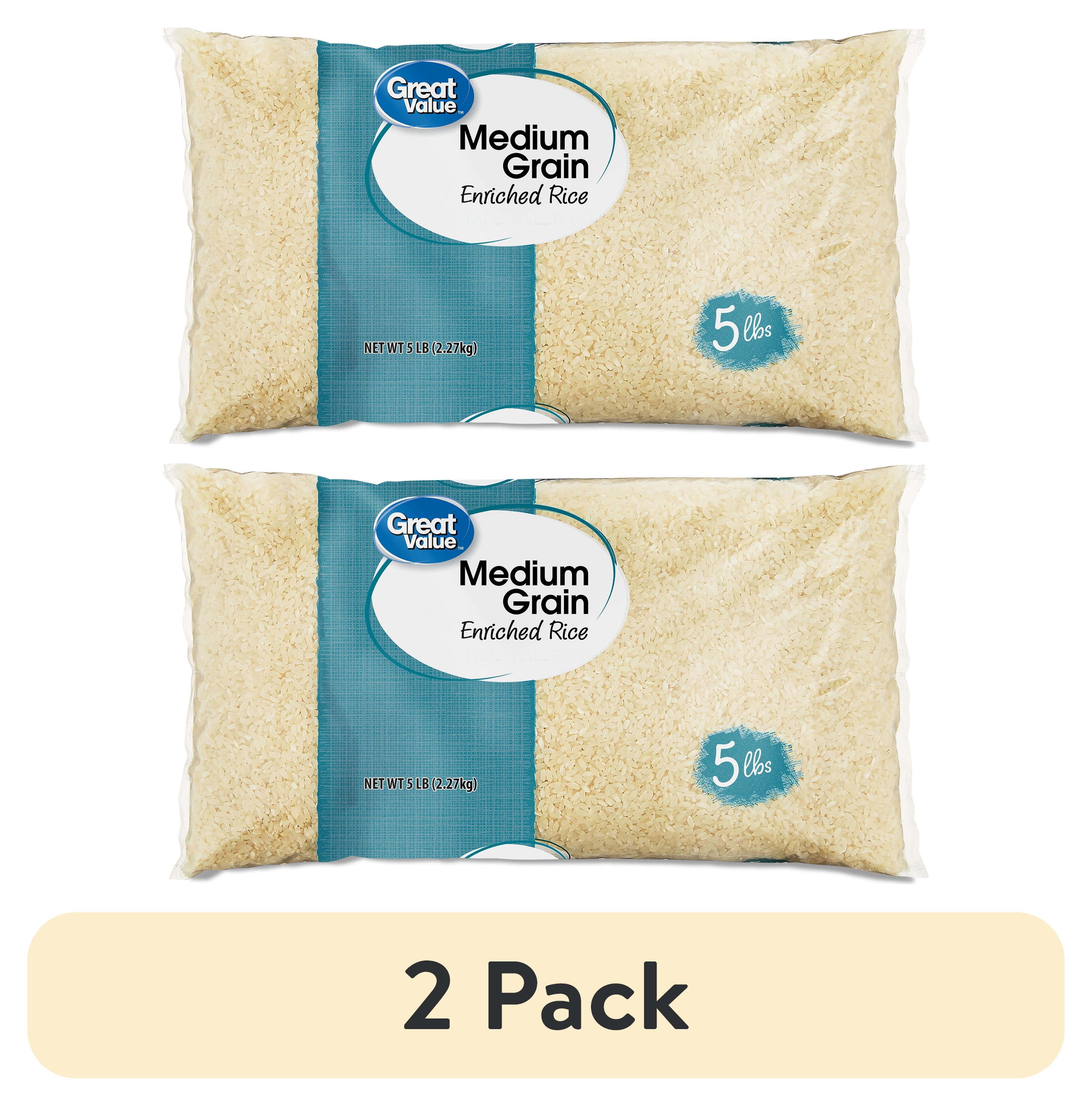 (2 pack) Great Value Medium Grain Enriched Rice, 5 lb