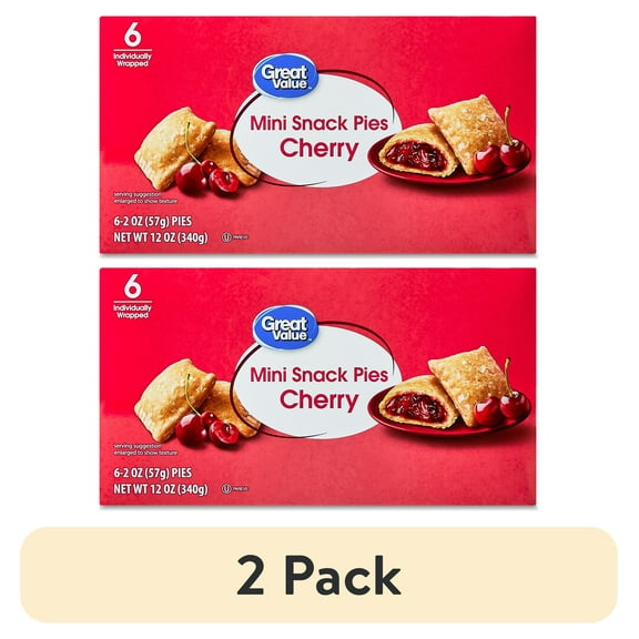 (2 pack) Great Value Mini Cherry Snack Pies, 12 oz, 6 Count