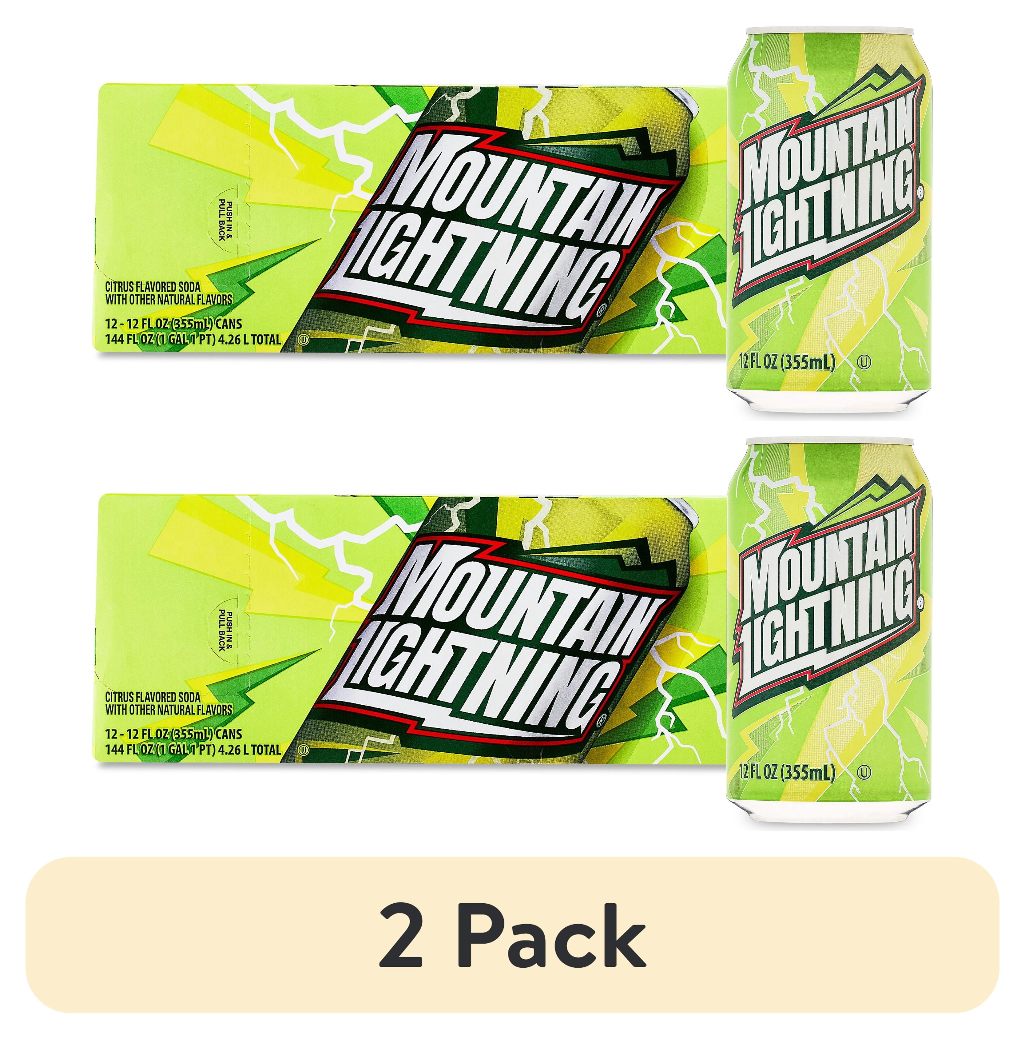 (2 pack) Great Value Mountain Lightning Citrus Flavored Soda Pop, 12 fl oz, 12 Pack Cans
