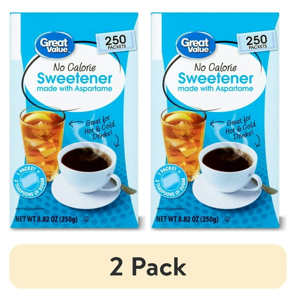 (2 pack) Great Value No Calorie Sweetener, 8.82 oz, 250 Count
