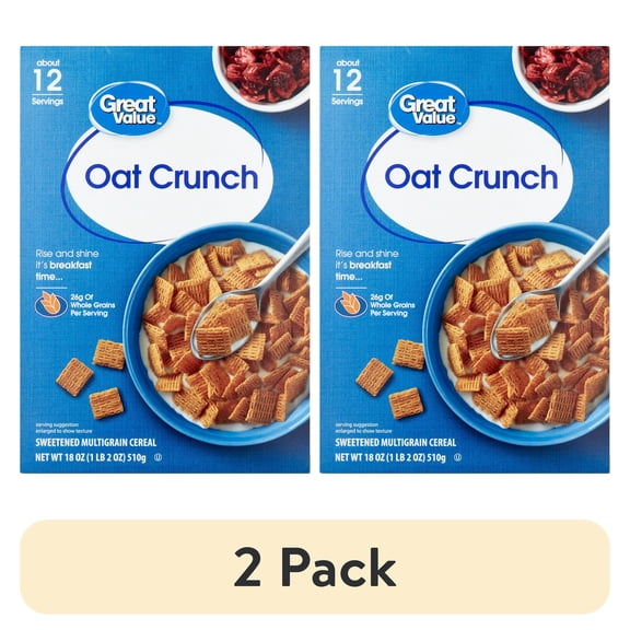 (2 pack) Great Value Oat Crunch Breakfast Cereal, 18 oz