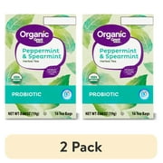 (2 pack) Great Value Organic Peppermint & Spearmint Probiotic Herbal Tea, 0.68 oz, 16 Ct