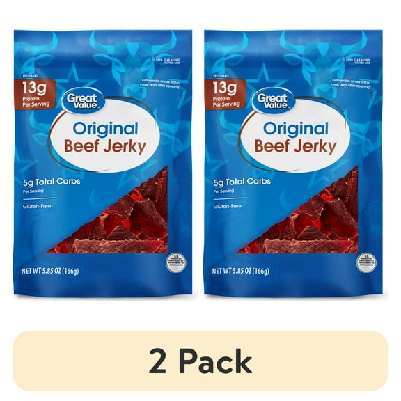 (2 pack) Great Value Original Beef Jerky, 5.85 oz