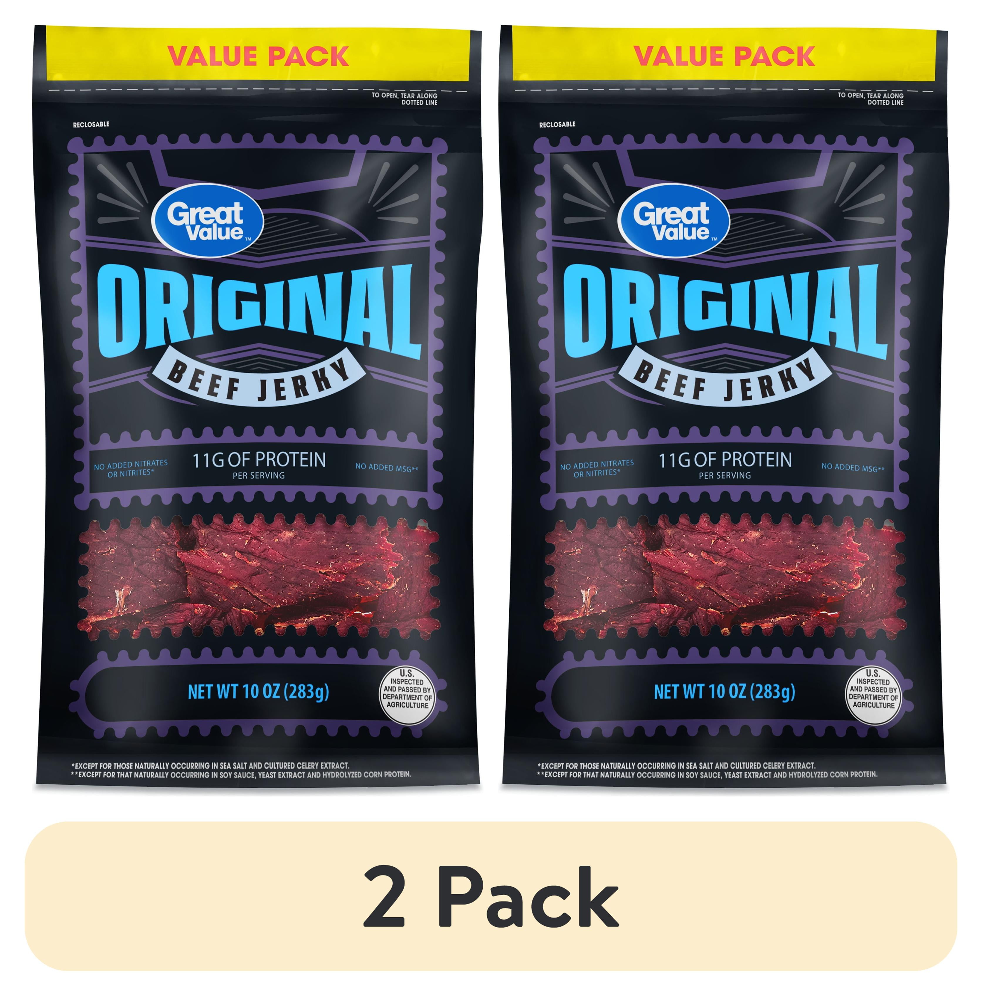 (2 pack) Great Value Original Beef Jerky, Value Pack, 10 oz