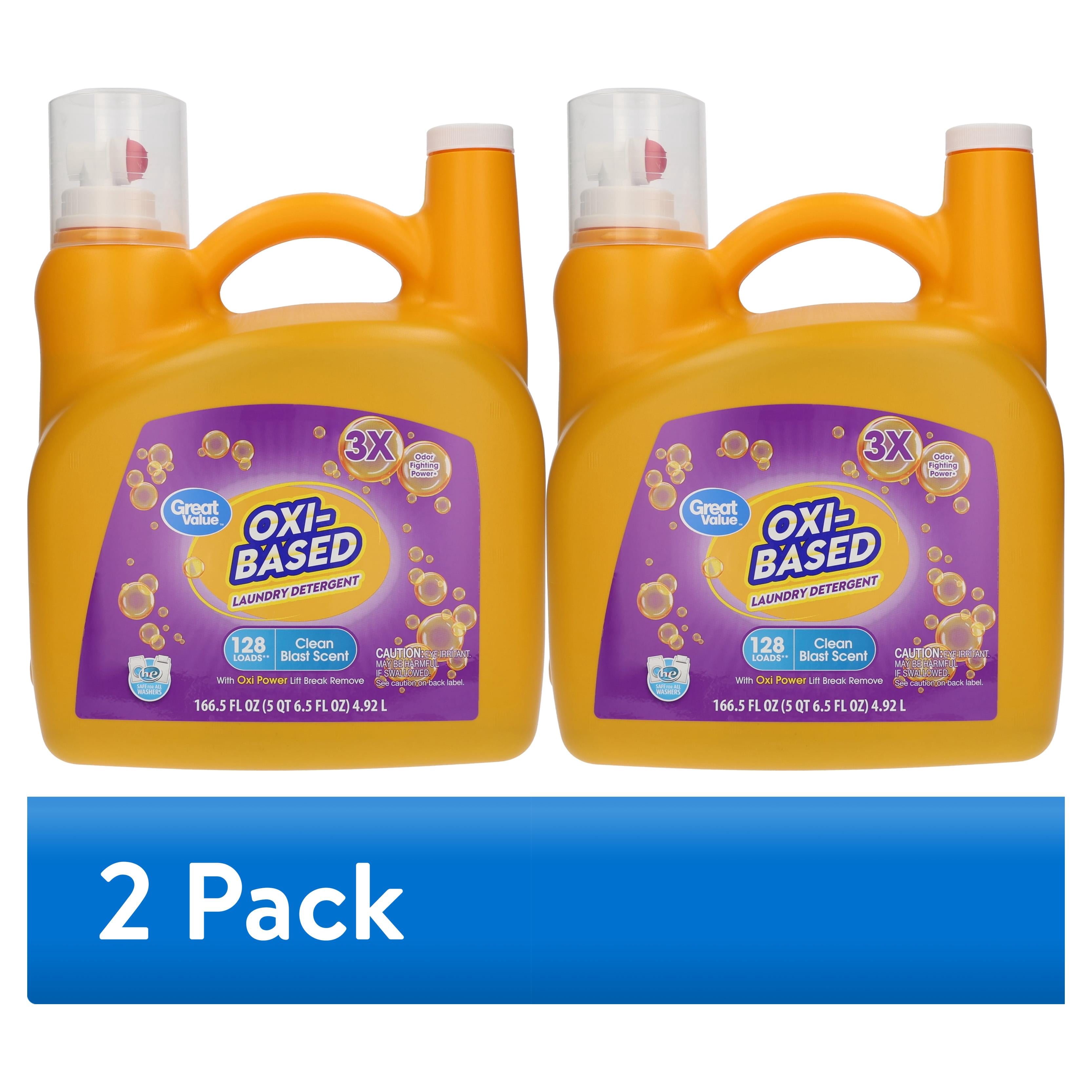 (2 pack) Great Value Oxi-Based Laundry Detergent, Clean Blast, 166.5 fl oz, 128 Loads