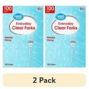 (2 pack) Great Value Everyday Clear Forks, 100 Count