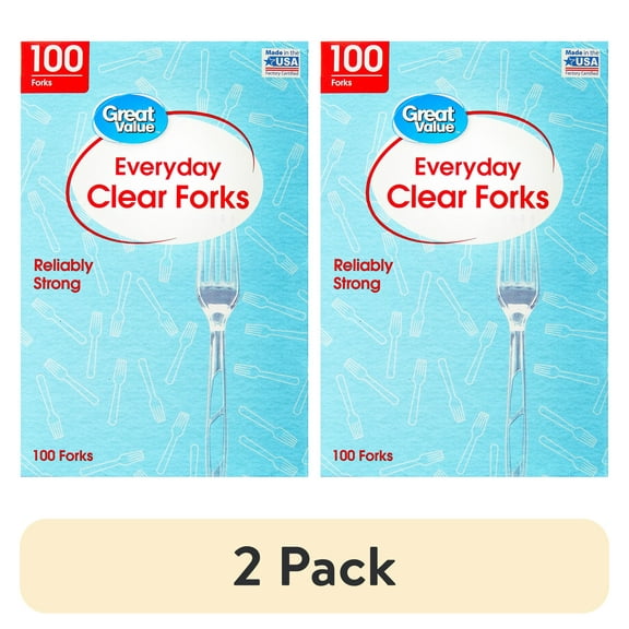 (2 pack) Great Value Everyday Clear Forks, 100 Count