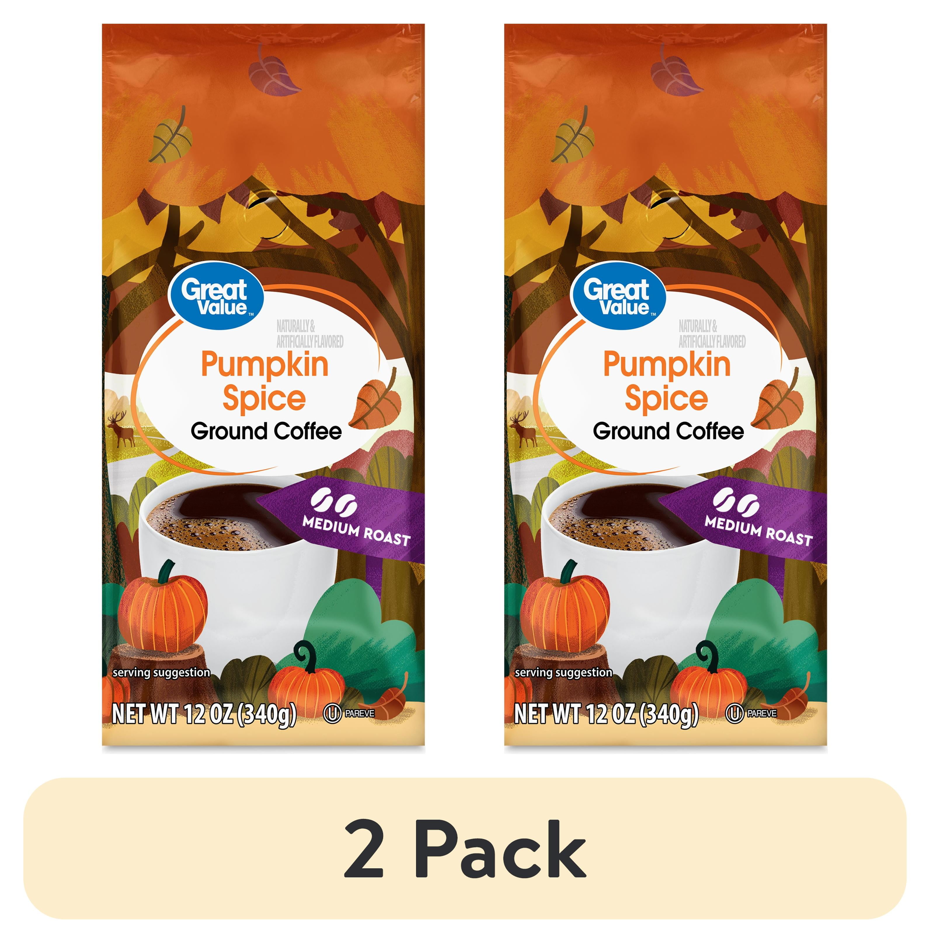 (2 pack) Great Value Pumpkin Spice Ground Coffee, 12 oz