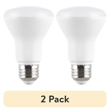 (2 pack) Great Value R20 LED 6.5W (45W Equivalent) Soft White E26 Medium Base Floodlight Bulbs, Dimmable, 2 Pack