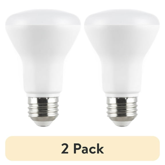 (2 pack) Great Value R20 LED 6.5W (45W Equivalent) Soft White E26 Medium Base Floodlight Bulbs, Dimmable, 2 Pack