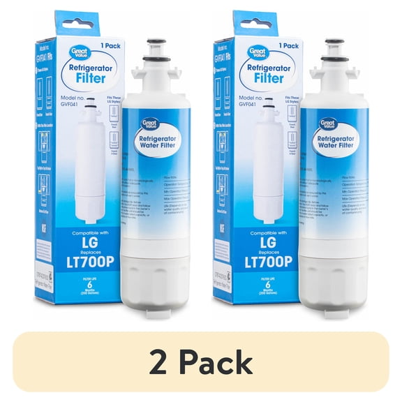 (2 pack) Great Value Replacement Refrigerator Water Filter, LG LT700P and Kenmore 46-9690, 1 Pack