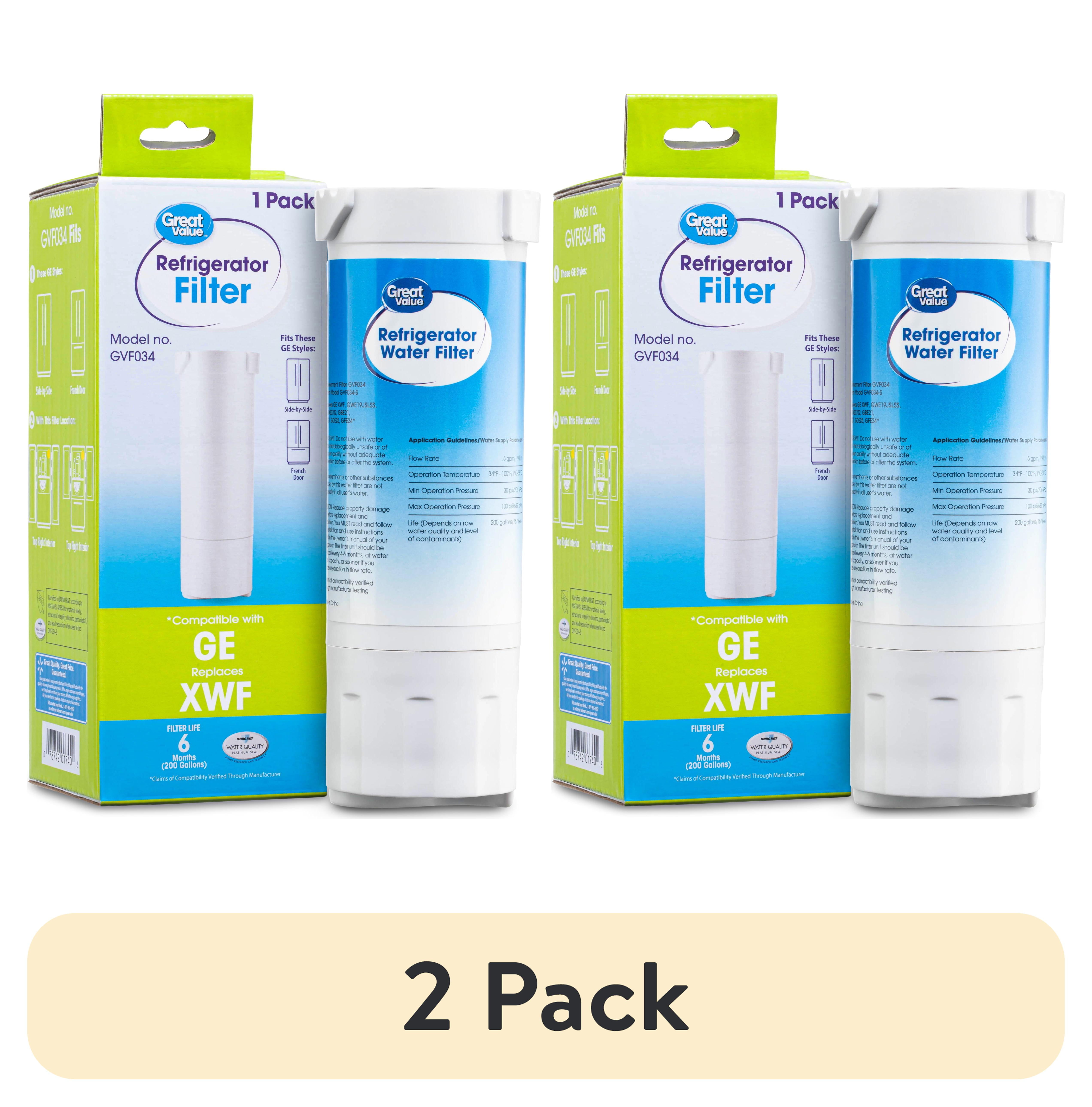 (2 pack) Great Value Replacement for GE XWF (Not XWFE) Refrigerator Water Filter, 1 Pack