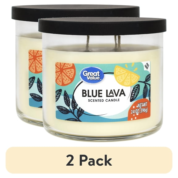 (2 pack) Great Value Scented Candle, 3 Wick, Blue Lava, 14 oz