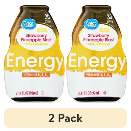 (2 pack) Great Value Strawberry Pineapple Energy Drink Enhancer, 3.11 fl oz Bottle