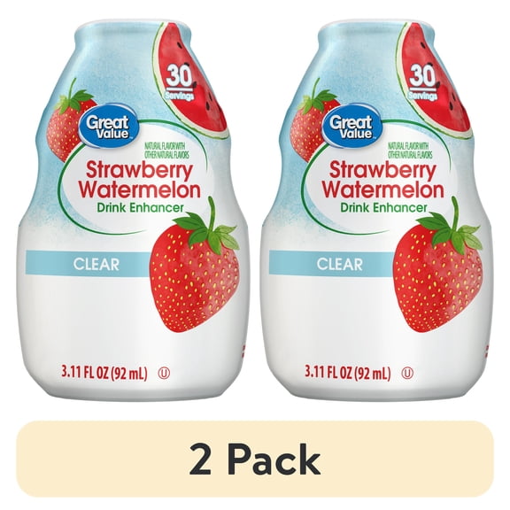 (2 pack) Great Value Strawberry Watermelon Clear Liquid Drink Enhancer, 3.1 fl oz Bottle