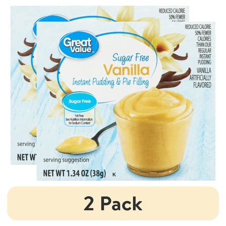 (2 pack) Great Value Sugar Free Vanilla Instant Pudding and Pie Filling, 1.34 oz