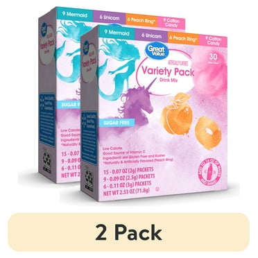 (2 pack) Great Value Sugar-Free WaterTok Variety Pack Drink Mix, 2.53 oz, 30 Count