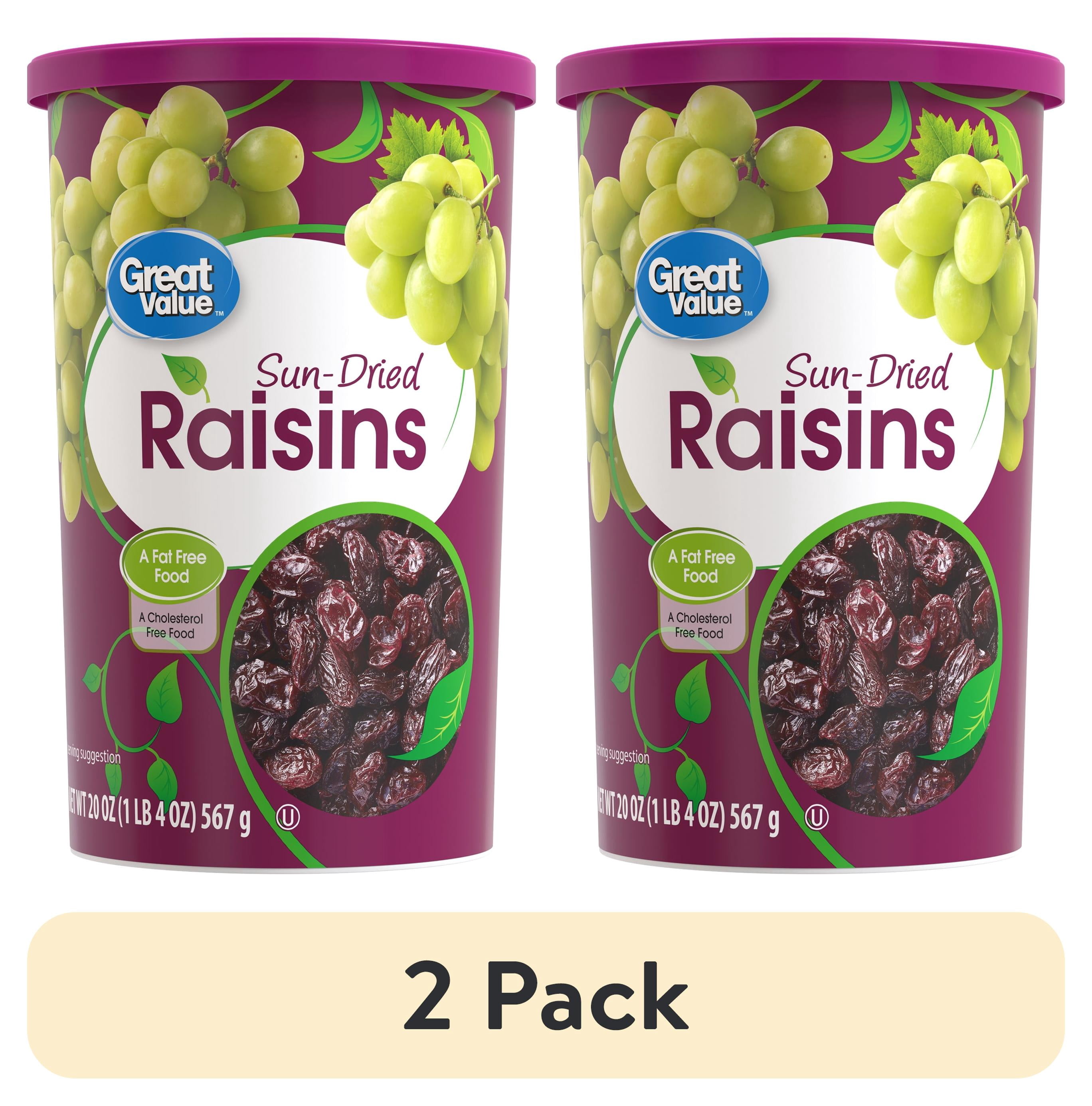 (2 pack) Great Value Sun-Dried Raisins Canister, 20 oz (1lb 4oz) 567g