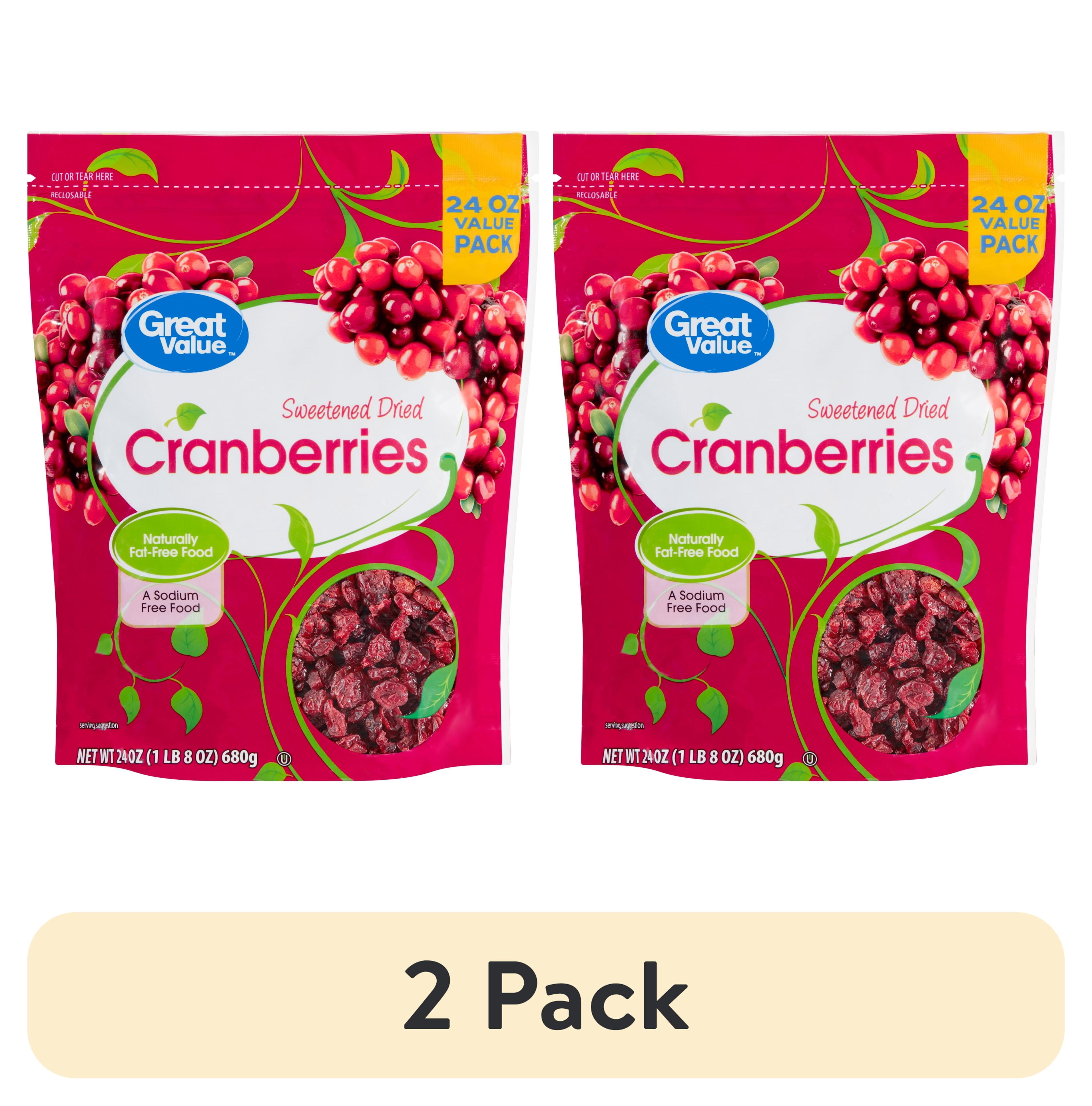 (2 pack) Great Value Sweetened Dried Cranberries, 24 oz