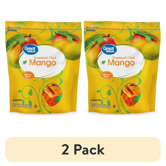 (2 pack) Great Value Sweetened Dried Mango, 6 oz