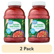 (2 pack) Great Value Tomato Basil Garlic Pasta Sauce, 45 oz Jar