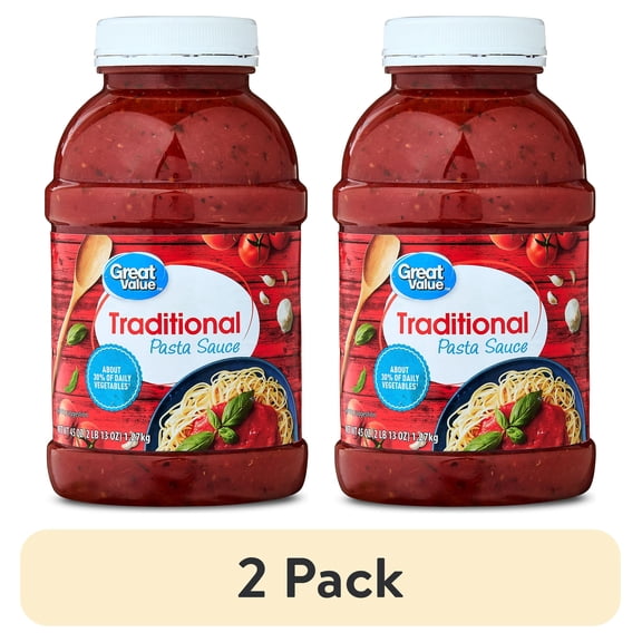 (2 pack) Great Value Traditional Pasta Sauce, 45 oz Jar