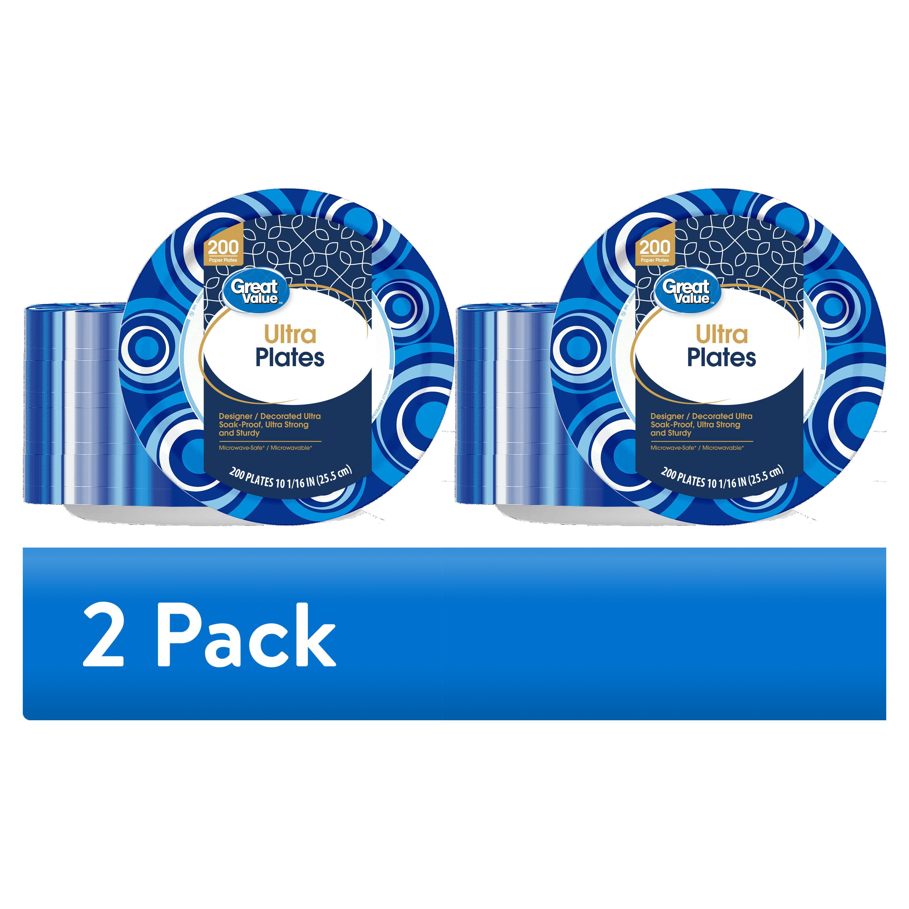 (2 pack) Great Value Ultra Disposable Paper Plates, 10 in, 200 Count