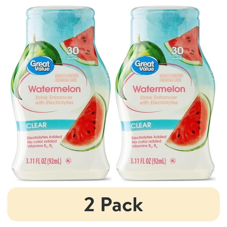 (2 pack) Great Value Watermelon Drink Enhancer with Electrolytes, 3.11 fl oz Liquid