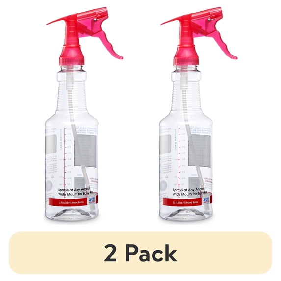 (2 pack) Great Value 32 fl oz Wide Mouth All-Angle Plastic Spray Bottle