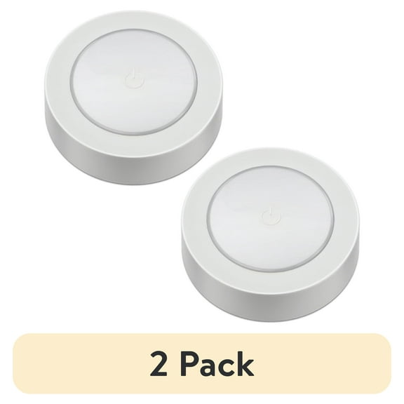 (2 pack) Great Value Wireless Frosted LED Puck Lights - 2 Pack