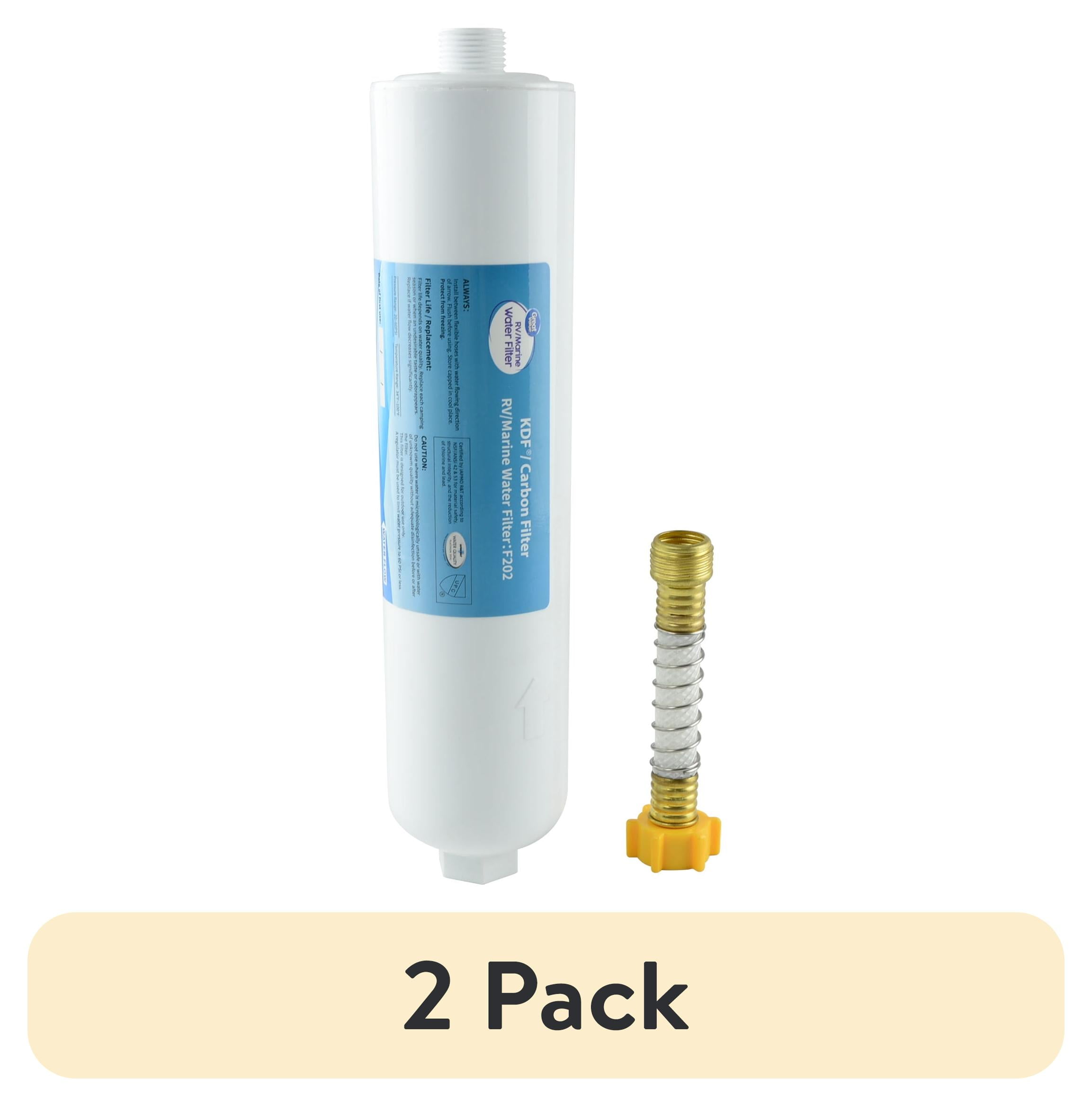 (2 pack) Great Value XL RV & Marine Water Filter, F202, White, Activated Carbon, for Camping/Garden/Bathtub
